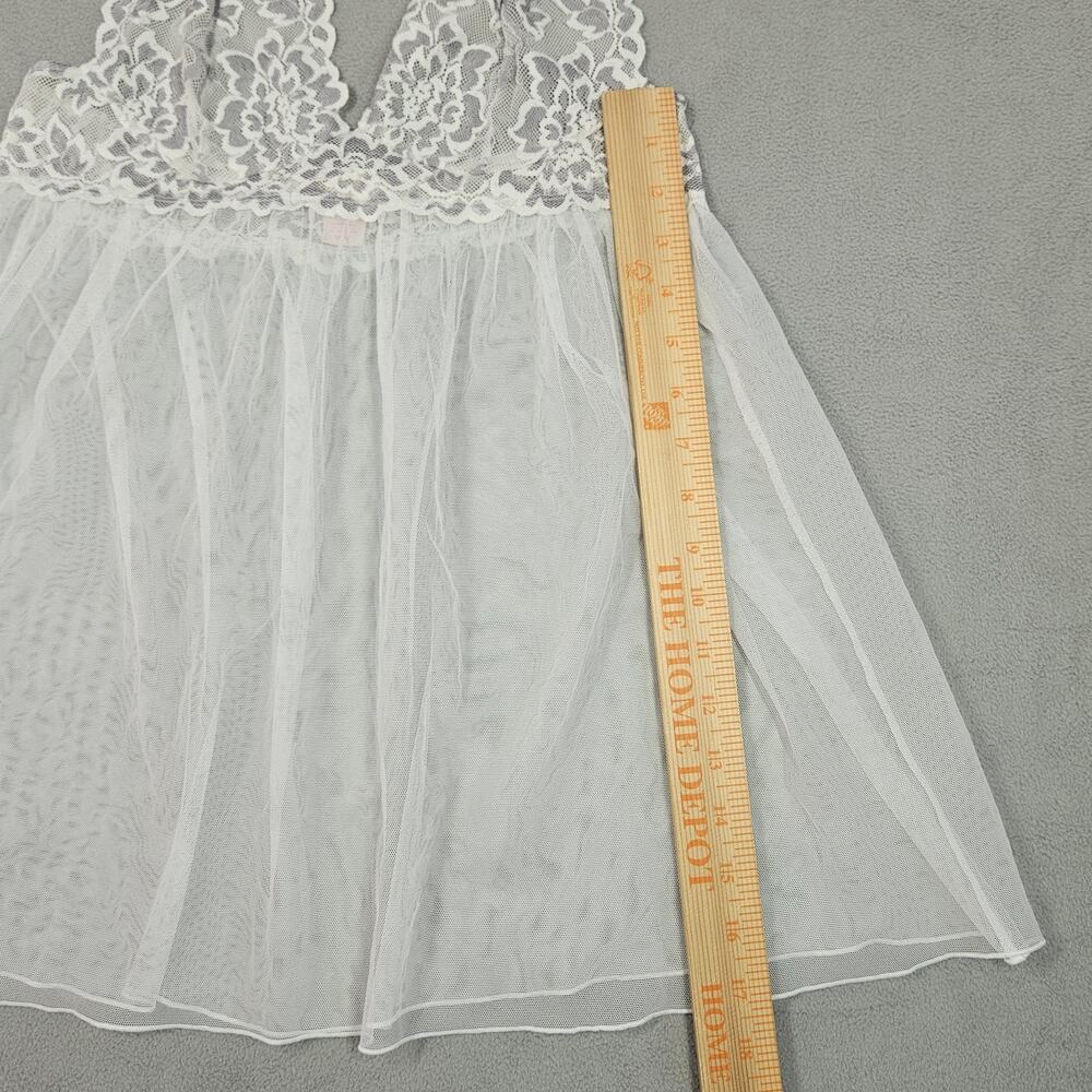 Victorias Secret Chemise Medium White Lace Halter‎ Dress Coquette Bridal Sheer - Picture 7 of 10